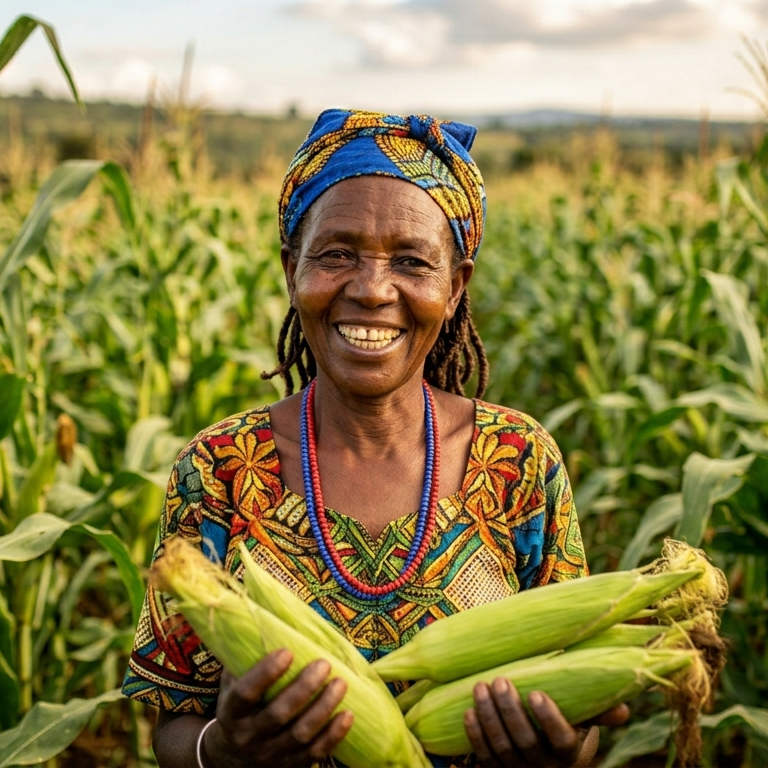 Kenyan smallholder farmer in their field